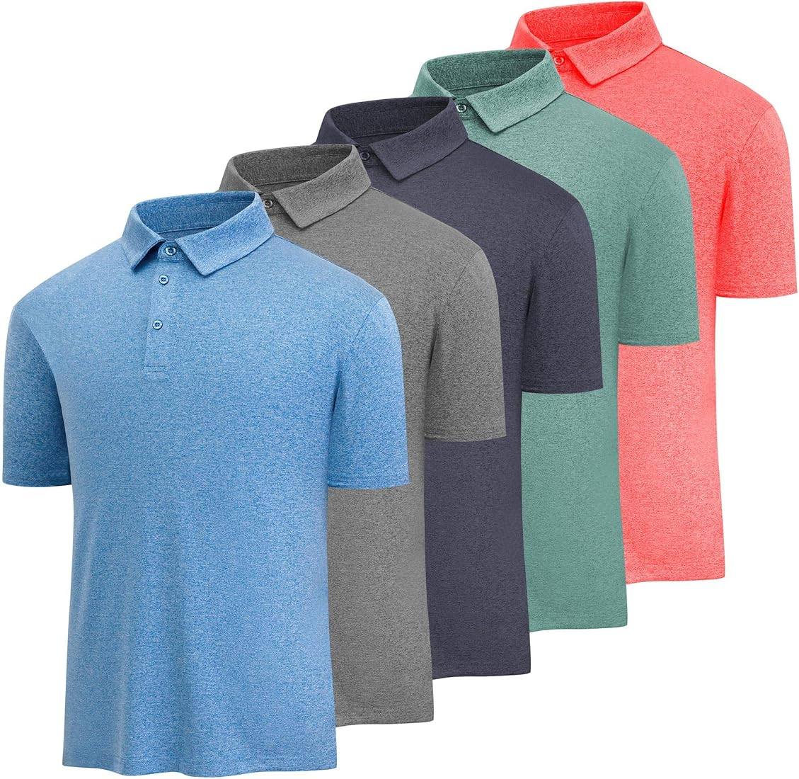 Lot de 5 polos de golf décontractés pour homme